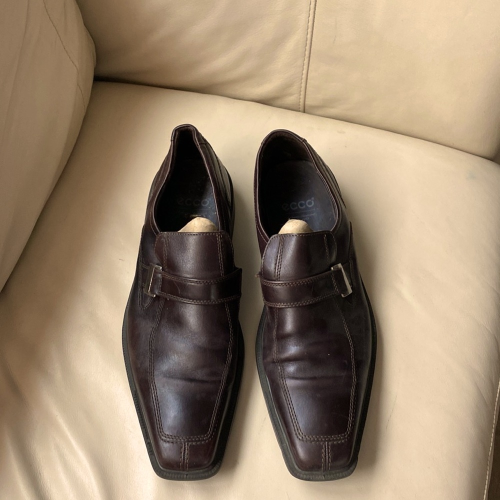 ECCO Mens Loafer Dress Shoes Brown Square Toe